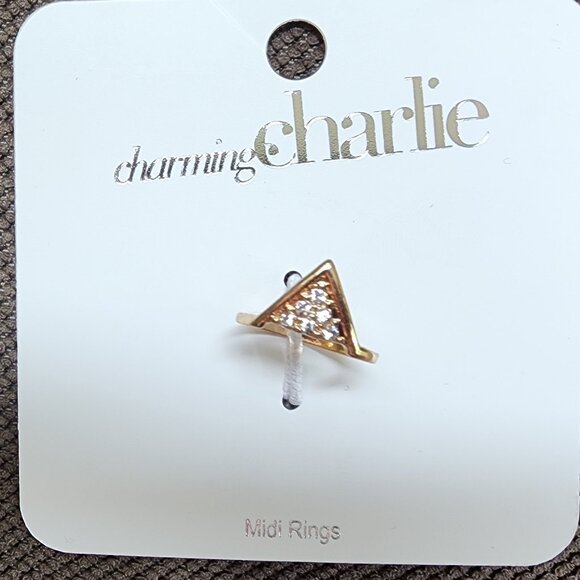 NWT Charming Charlie Gold Tone Jeweled Fashion Midi Ring Size 2 - Picture 2 of 6